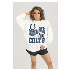 Indianapolis Colts Gameday Couture Women's Oversized Hard Earned Premium Fleece Pullover Sweatshirt - White - NFL