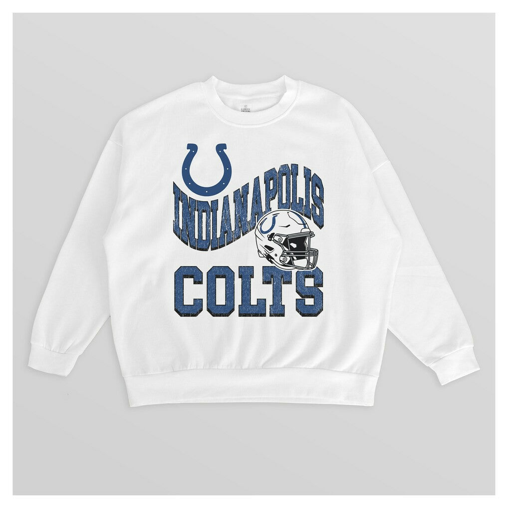 Indianapolis Colts Gameday Couture Women's Oversized Hard Earned Premium Fleece Pullover Sweatshirt - White - NFL
