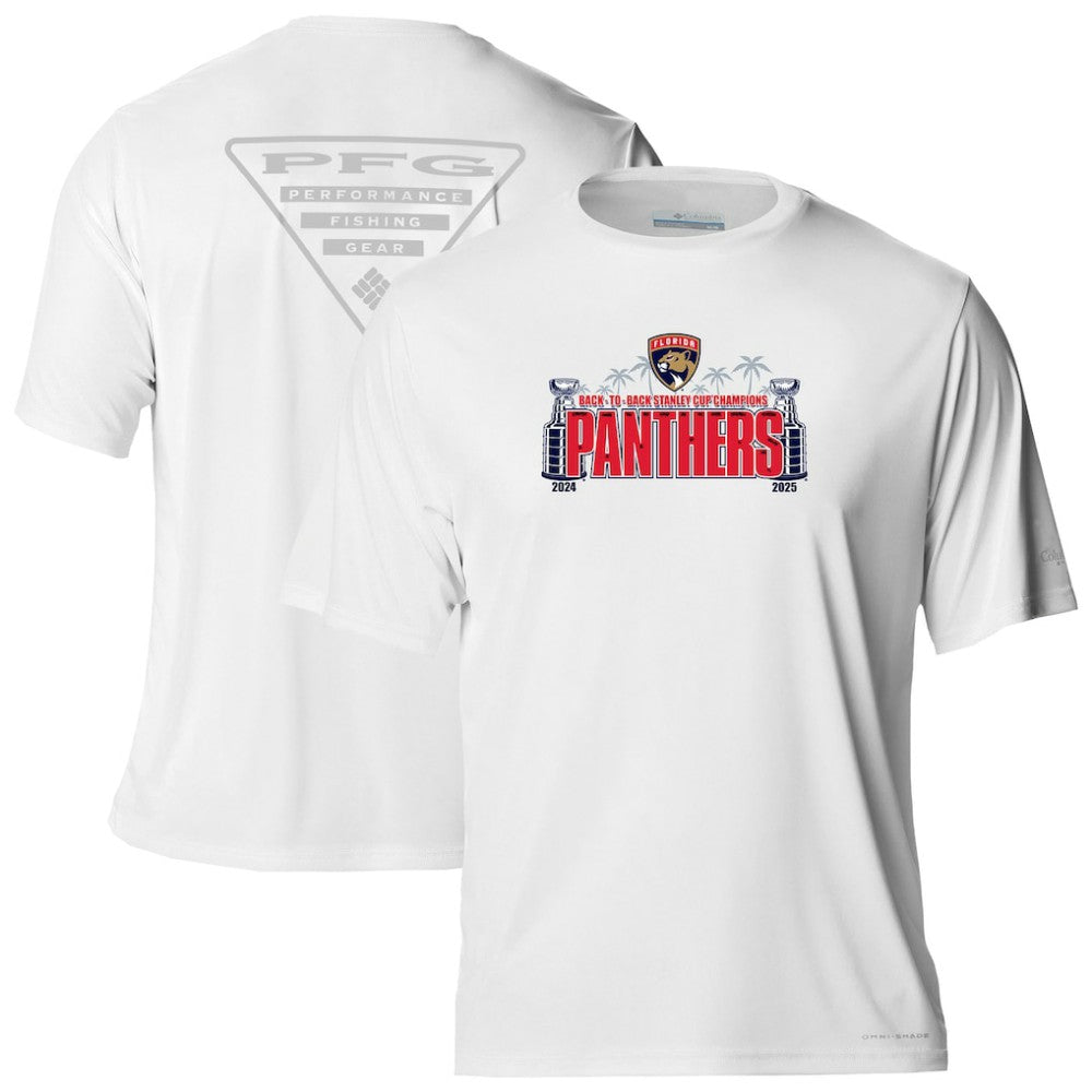 Florida Panthers Columbia Terminal Tackle Back-To-Back Stanley Cup Champions Omni-Shade T-Shirt - White | NHL on sale