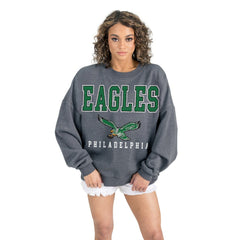 Philadelphia Eagles Gameday Couture Women's Bring Your Energy Oversized Premium Fleece Pullover Sweatshirt - Charcoal - NFL