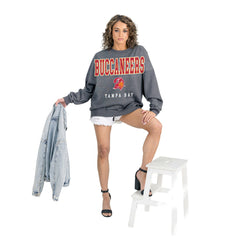 Tampa Bay Buccaneers Gameday Couture Women's Bring Your Energy Oversized Premium Fleece Pullover Sweatshirt - Charcoal - NFL
