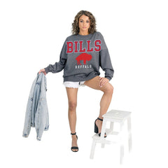 Buffalo Bills Gameday Couture Women's Bring Your Energy Oversized Premium Fleece Pullover Sweatshirt - Charcoal - NFL
