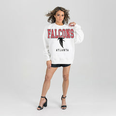Atlanta Falcons Gameday Couture Women's Classic Sunday Drives Oversized Premium Fleece Pullover Sweatshirt - White - NFL