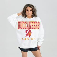 Tampa Bay Buccaneers Gameday Couture Women's Classic Sunday Drives Oversized Premium Fleece Pullover Sweatshirt - White - NFL
