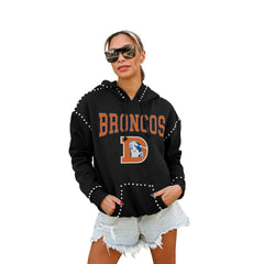 Denver Broncos Gameday Couture Women's Studded Pullover Hoodie - Black - NFL