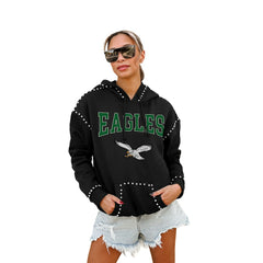 Philadelphia Eagles Gameday Couture Women's Studded Pullover Hoodie - Black - NFL