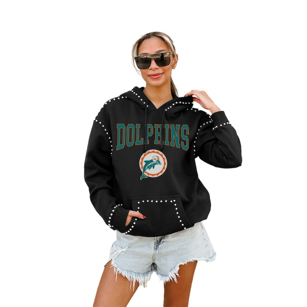 Miami Dolphins Gameday Couture Women's Studded Pullover Hoodie - Black - NFL