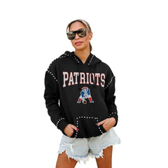 New England Patriots Gameday Couture Women's Studded Pullover Hoodie - Black - NFL