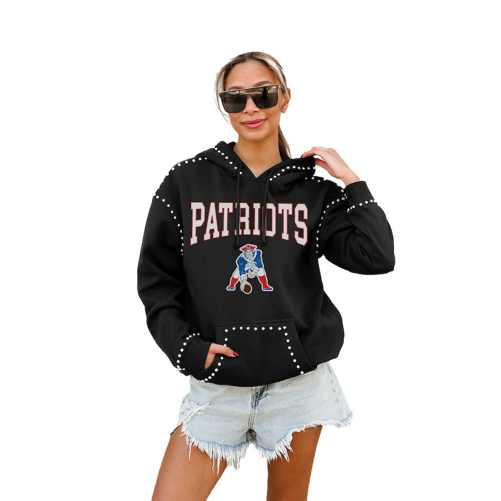 New England Patriots Gameday Couture Women's Studded Pullover Hoodie - Black - NFL