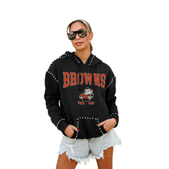 Cleveland Browns Gameday Couture Women's Studded Pullover Hoodie - Black - NFL