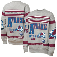 Colorado Avalanche Mitchell & Ness Youth Allover Print Fleece Crewneck Sweatshirt - Heather Gray | NHL discount