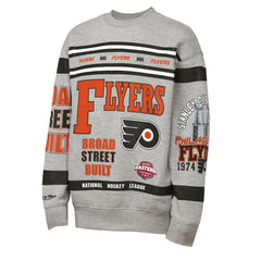 Philadelphia Flyers Mitchell & Ness Youth Allover Print Fleece Crewneck Sweatshirt - Heather Gray | NHL discount