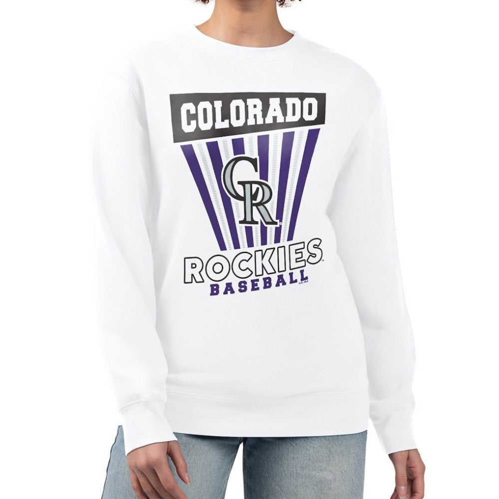 Colorado Rockies Starter Women's Poster Print Team Fleece Pullover Sweatshirt Outlet