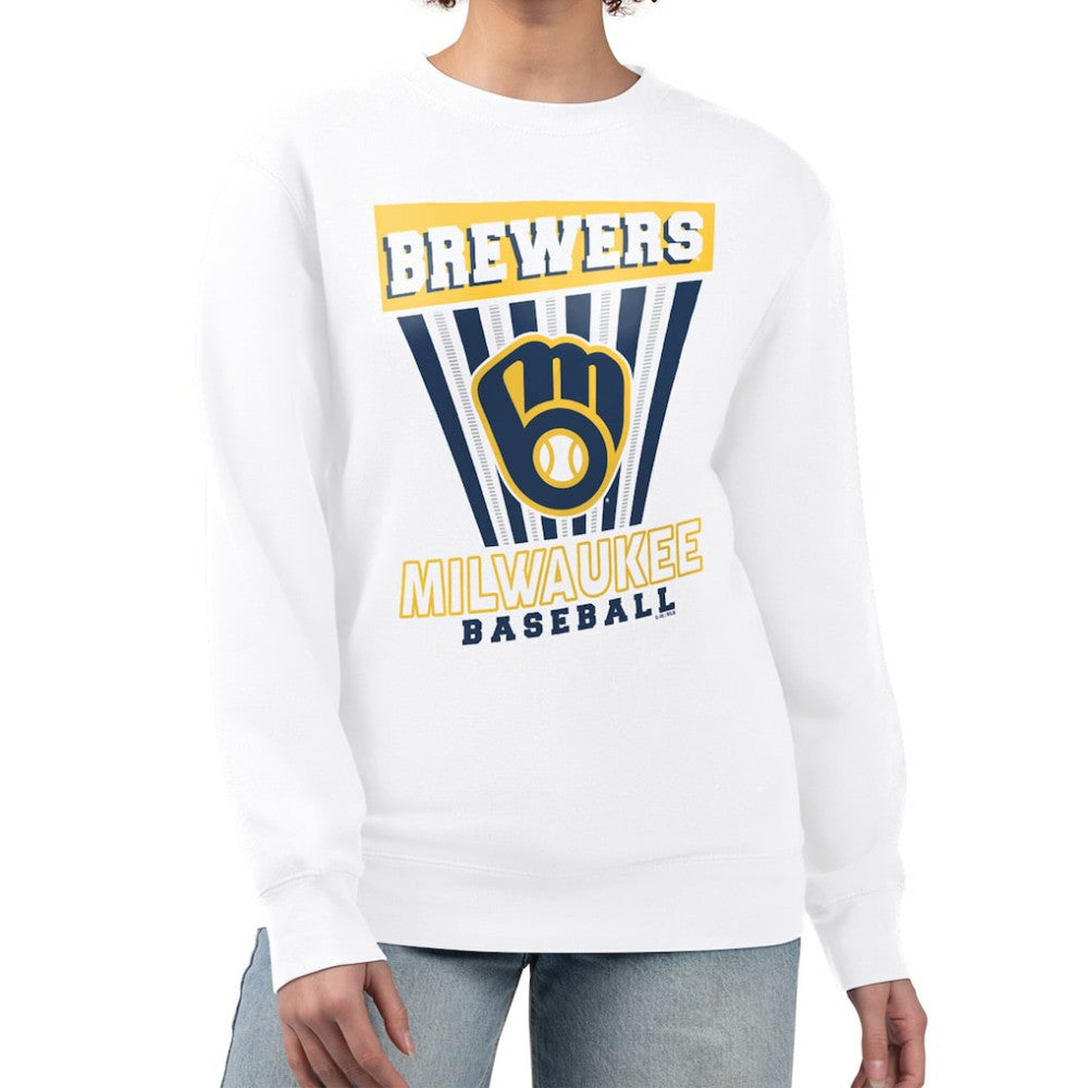 Milwaukee Brewers Starter Women's Poster Print Team Fleece Pullover Sweatshirt Discount