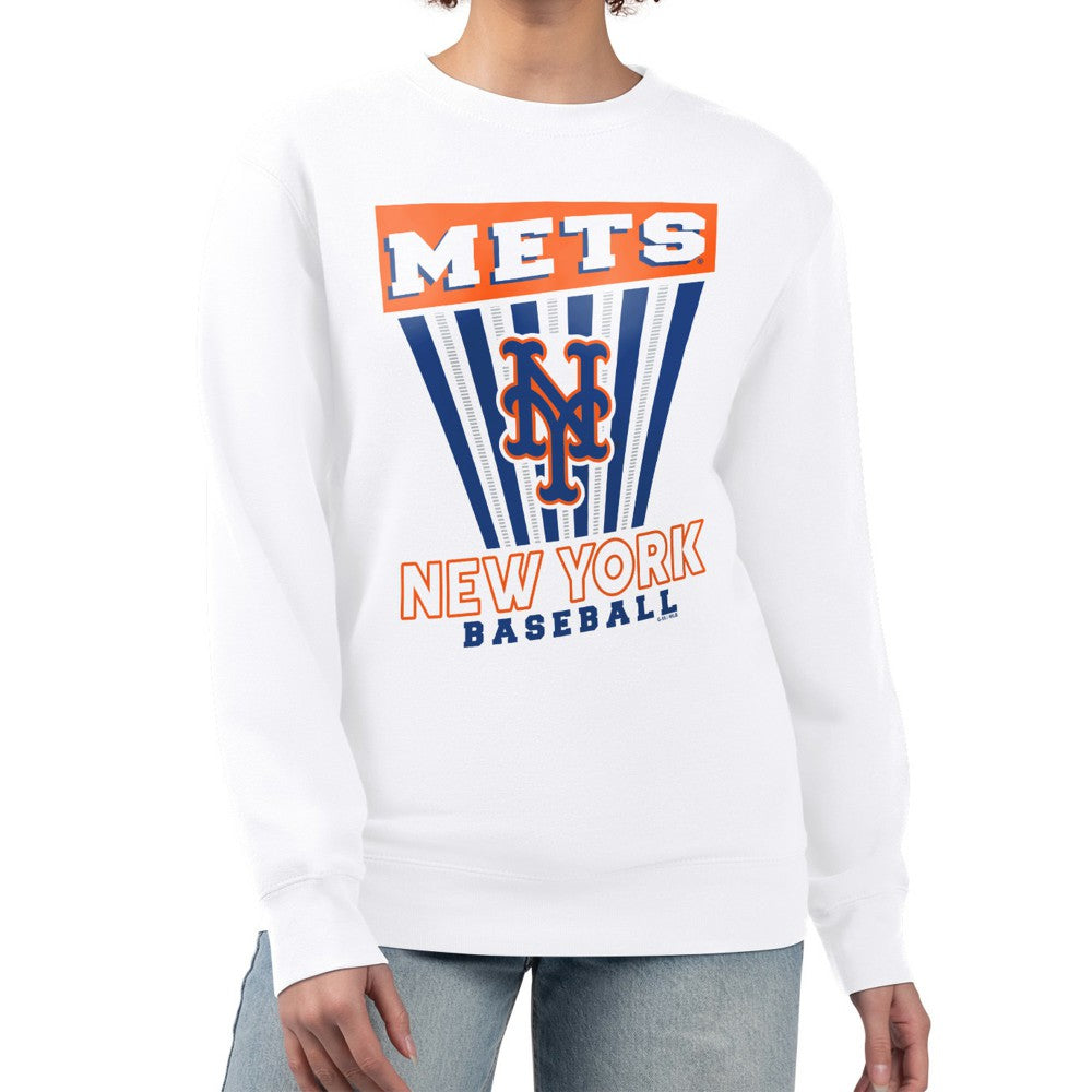 New York Mets Starter Women's Poster Print Team Fleece Pullover Sweatshirt Outlet