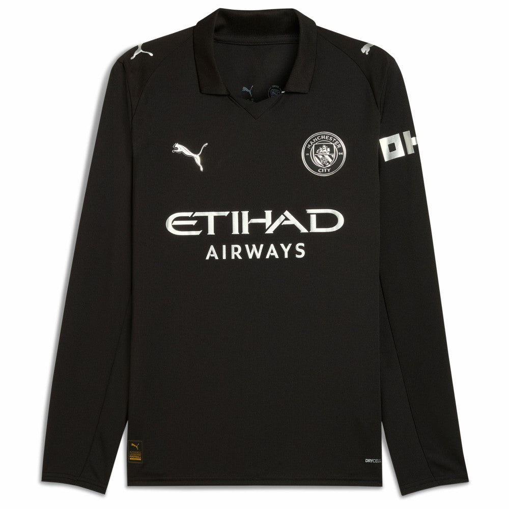 Puma - Erling Haaland Manchester City 2025/26 Away Replica Long Sleeve Player Jersey - Black