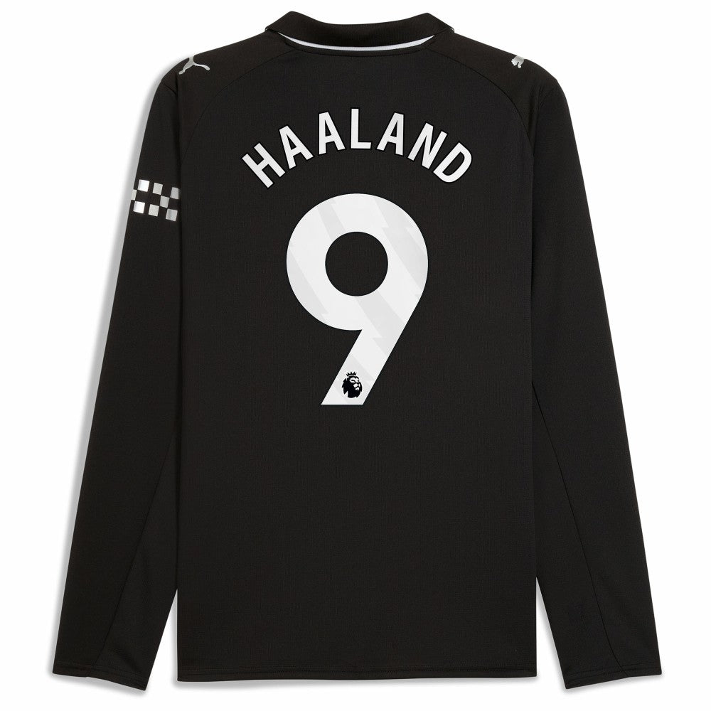 Puma - Erling Haaland Manchester City 2025/26 Away Replica Long Sleeve Player Jersey - Black