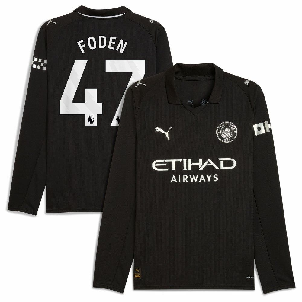 Puma - Phil Foden Manchester City Away 2025/26 Replica Long Sleeve Player Jersey - Black
