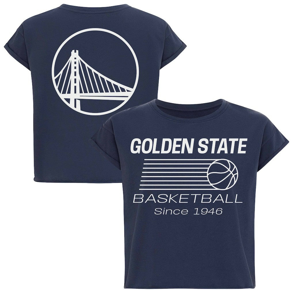 Golden State Warriors Sportiqe Women's Athletic Club Collection Alana Premium Cropped T-Shirt Blue