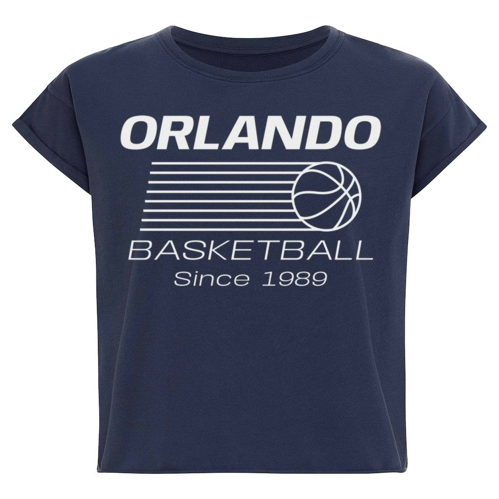 Orlando Magic Sportiqe Women's Athletic Club Collection Alana Premium Cropped T-Shirt Navy