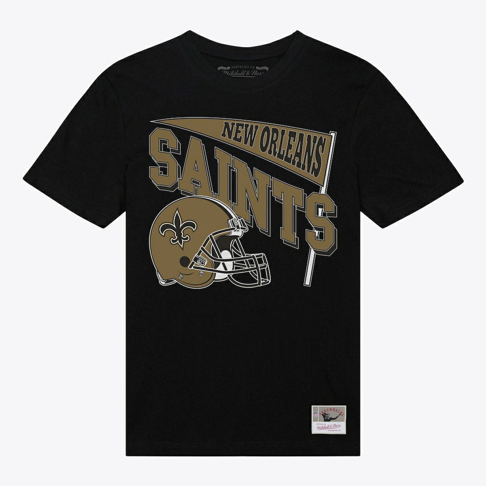 New Orleans Saints Women's Team Dynamic Boyfriend T-Shirt - Black - Mitchell & Ness