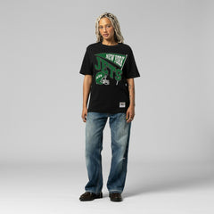 New York Jets Women's Team Dynamic Boyfriend T-Shirt - Black - Mitchell & Ness