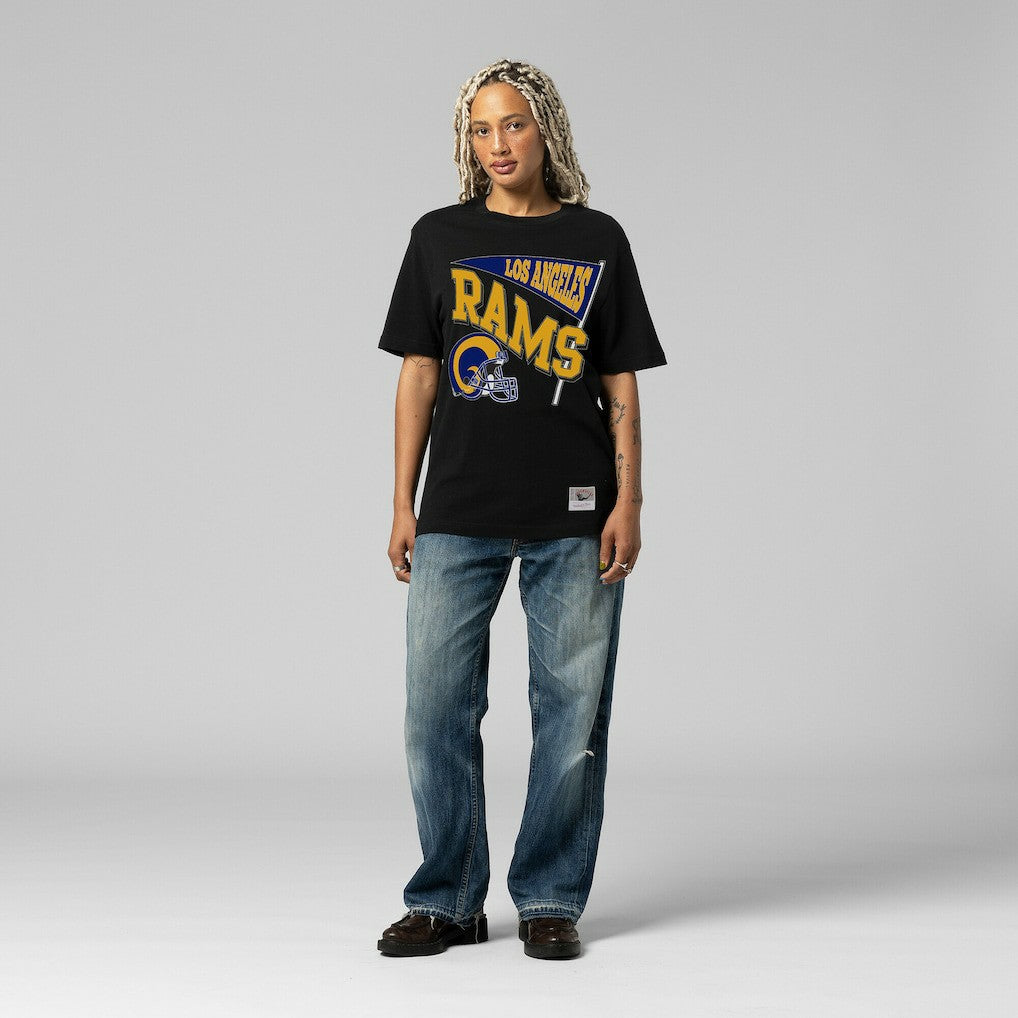 Los Angeles Rams Women's Team Dynamic Boyfriend T-Shirt - Black - Mitchell & Ness