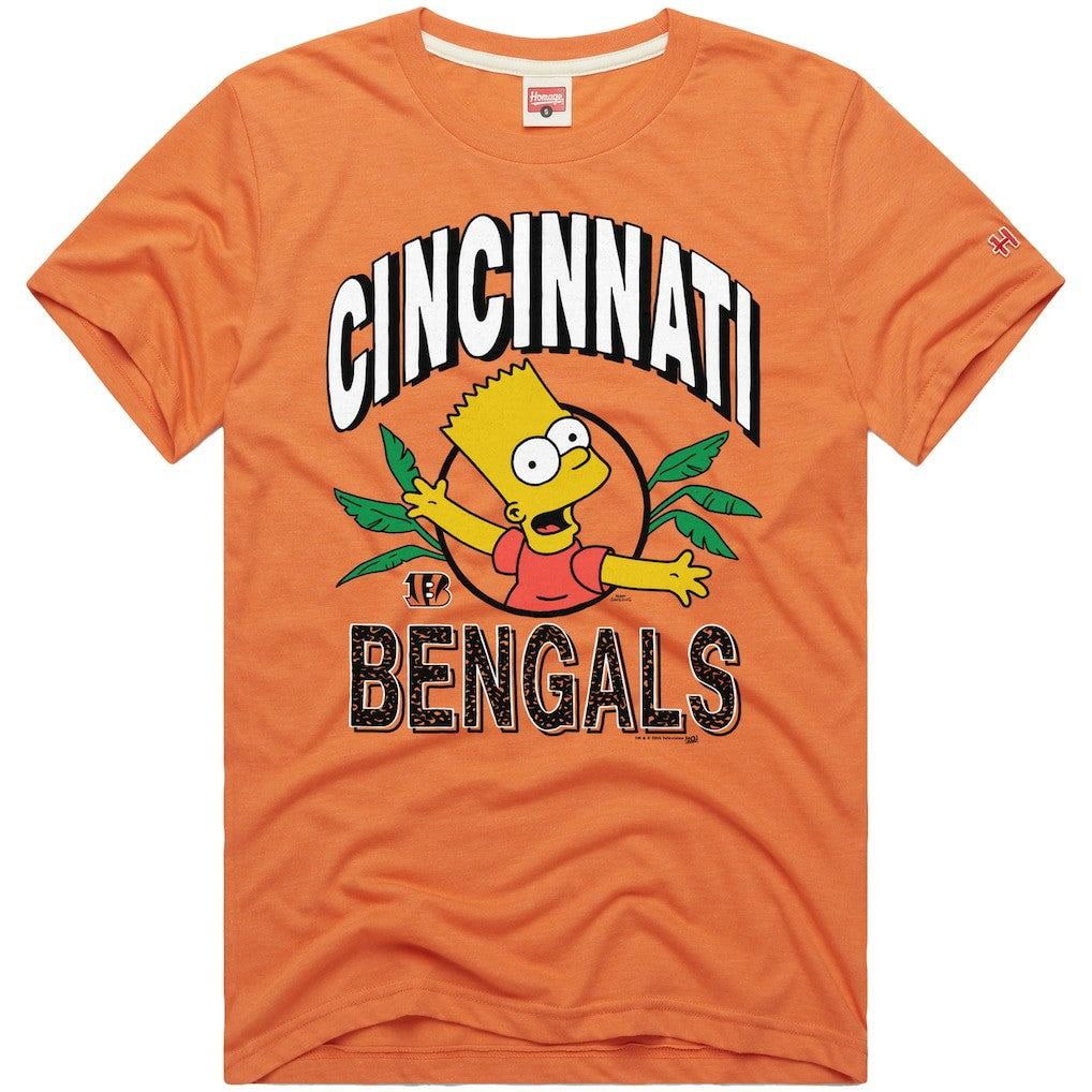 Cincinnati Bengals Homage x The Simpsons Unisex Tri-Blend T-Shirt - Orange - NFL