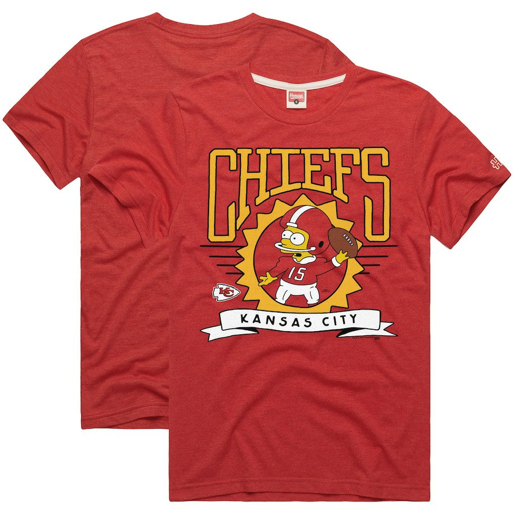 Kansas City Chiefs Homage x The Simpsons Unisex Tri-Blend T-Shirt - Red - NFL