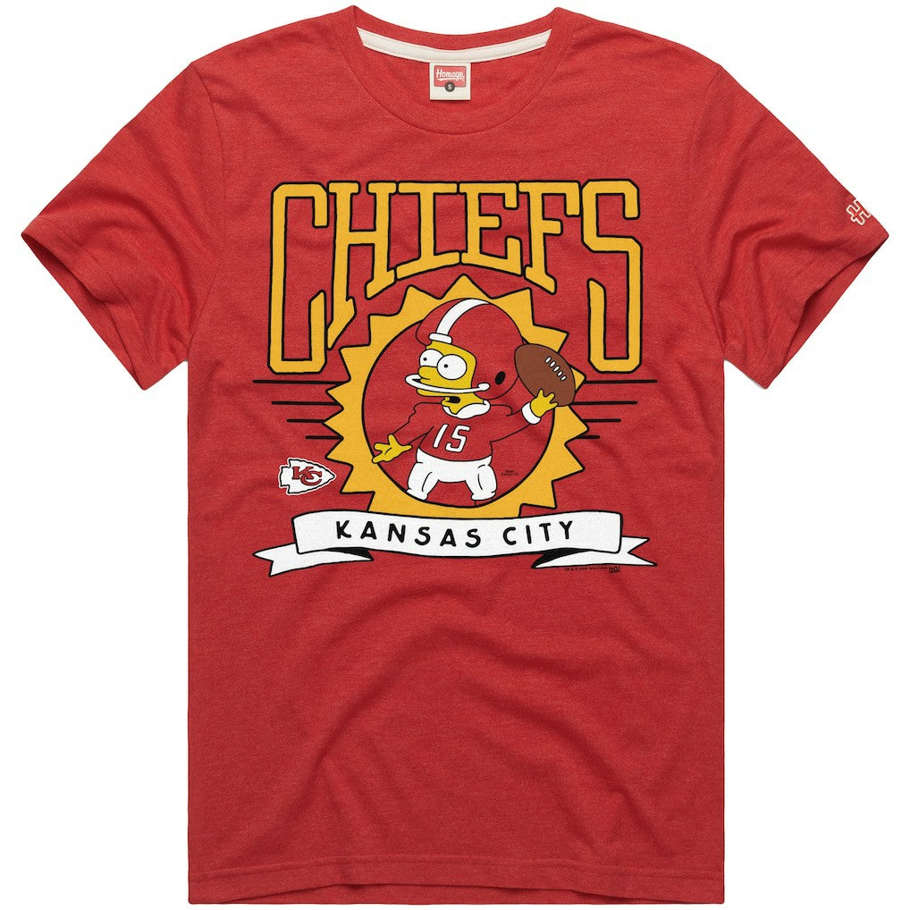 Kansas City Chiefs Homage x The Simpsons Unisex Tri-Blend T-Shirt - Red - NFL
