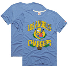 Los Angeles Chargers Homage x The Simpsons Unisex Tri-Blend T-Shirt - Powder Blue - NFL