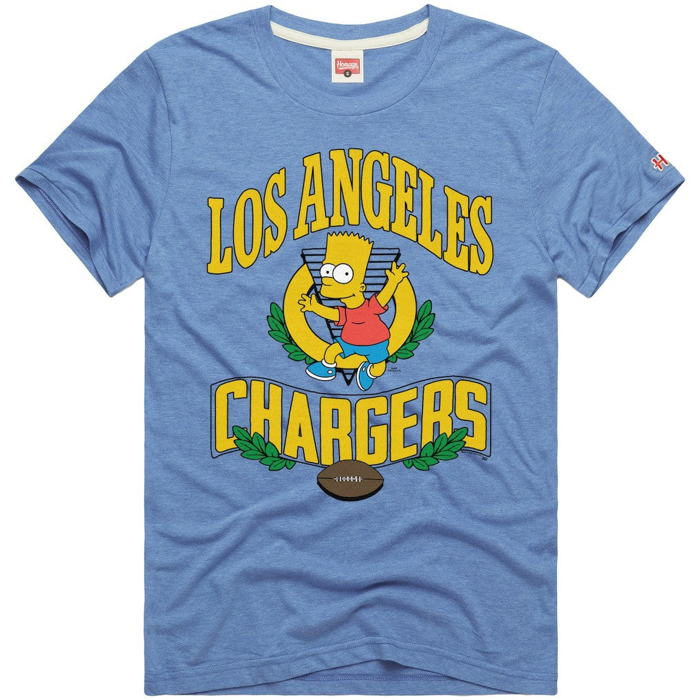 Los Angeles Chargers Homage x The Simpsons Unisex Tri-Blend T-Shirt - Powder Blue - NFL
