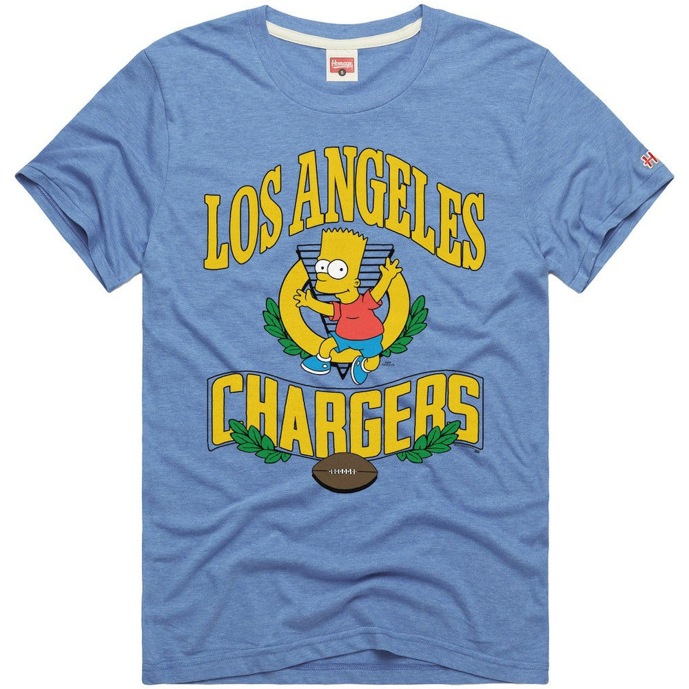 Los Angeles Chargers Homage x The Simpsons Unisex Tri-Blend T-Shirt - Powder Blue - NFL