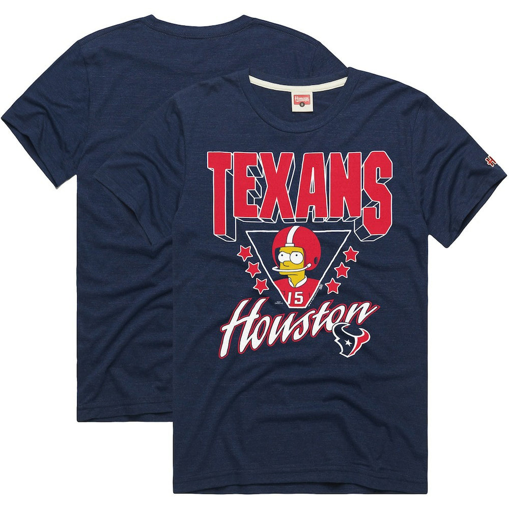 Houston Texans Homage x The Simpsons Unisex Tri-Blend T-Shirt - Navy - NFL