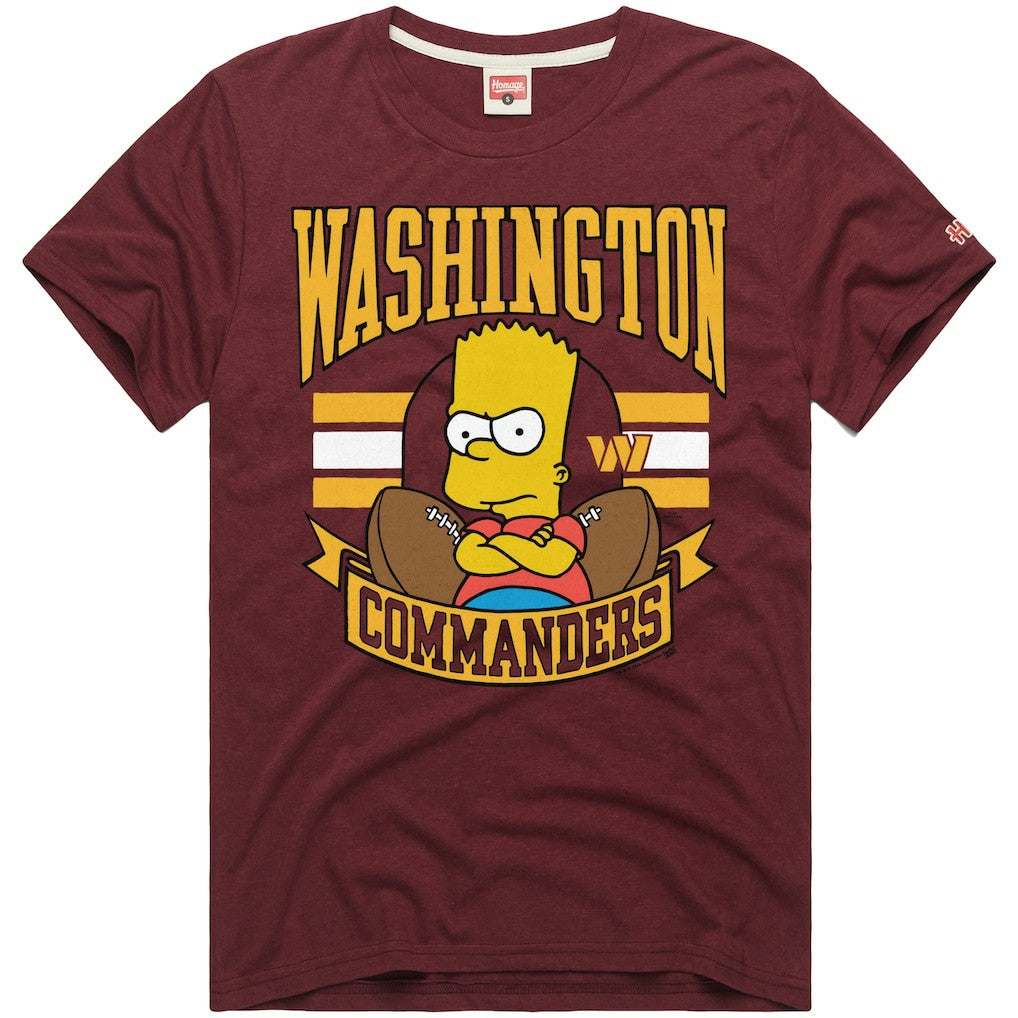 Washington Commanders Homage x The Simpsons Unisex Tri-Blend T-Shirt - Burgundy - NFL