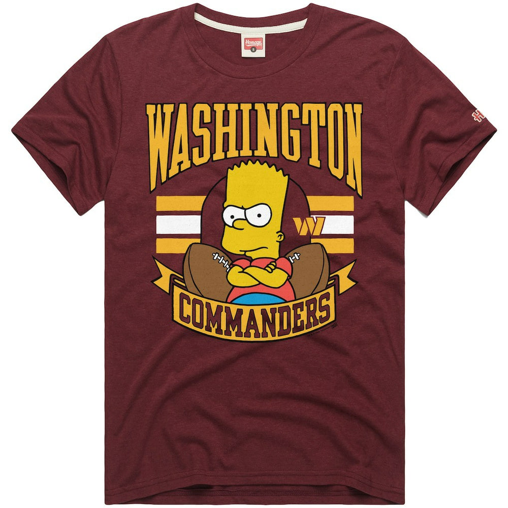 Washington Commanders Homage x The Simpsons Unisex Tri-Blend T-Shirt - Burgundy - NFL
