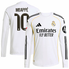 Adidas - Kylian Mbappé Real Madrid 2025/26 Home Long Sleeve Player Jersey - White
