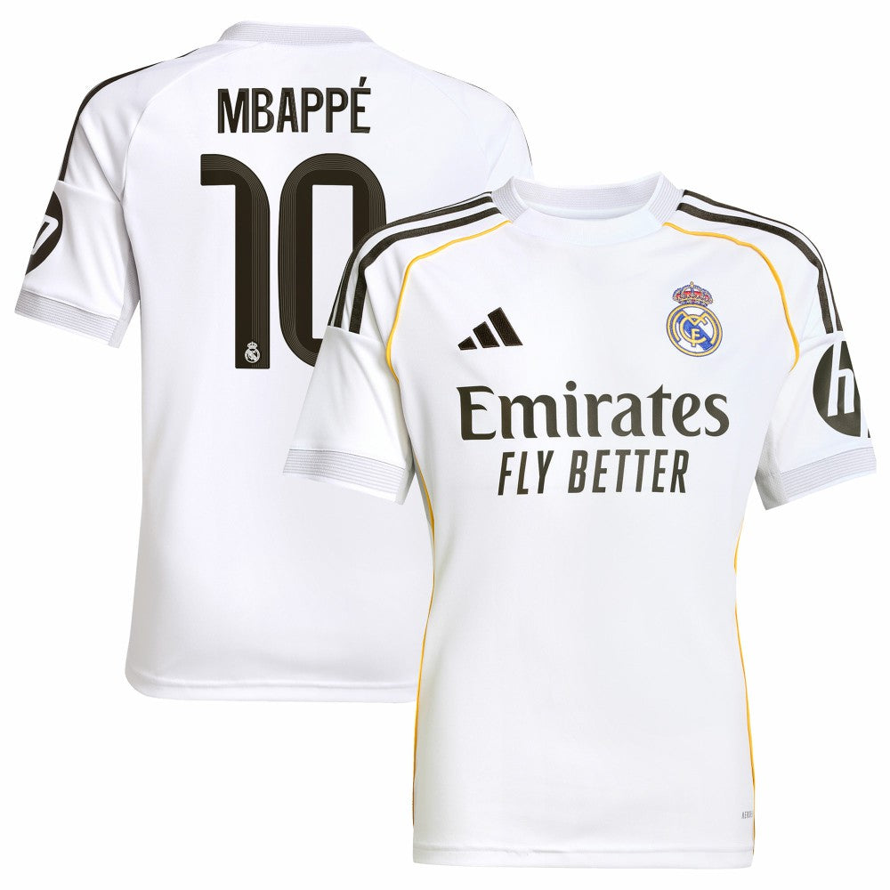 Adidas - Kylian Mbappé Real Madrid Youth 2025/26 Home Replica Player Jersey - White