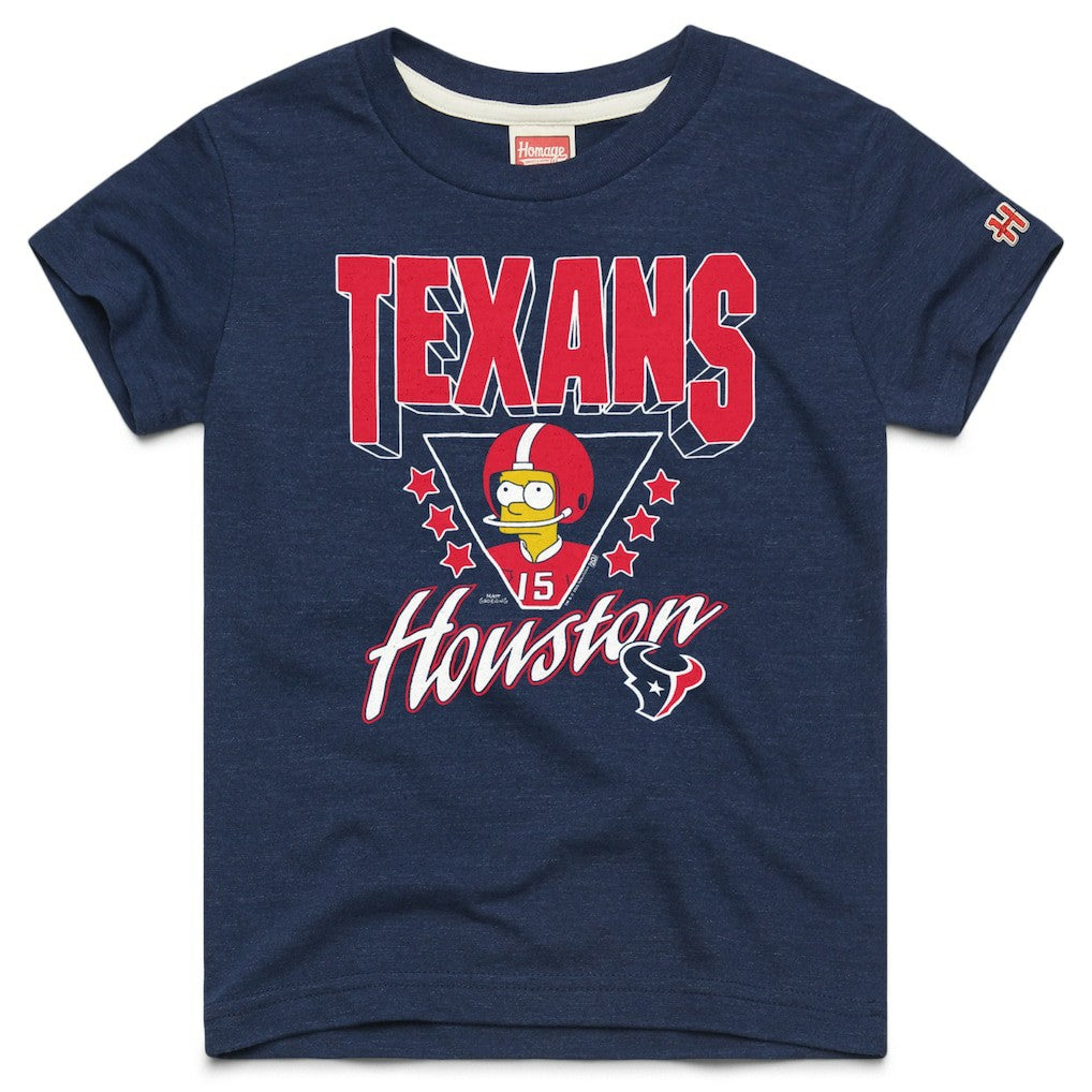 Houston Texans Homage x The Simpsons Youth Tri-Blend T-Shirt - Navy - NFL