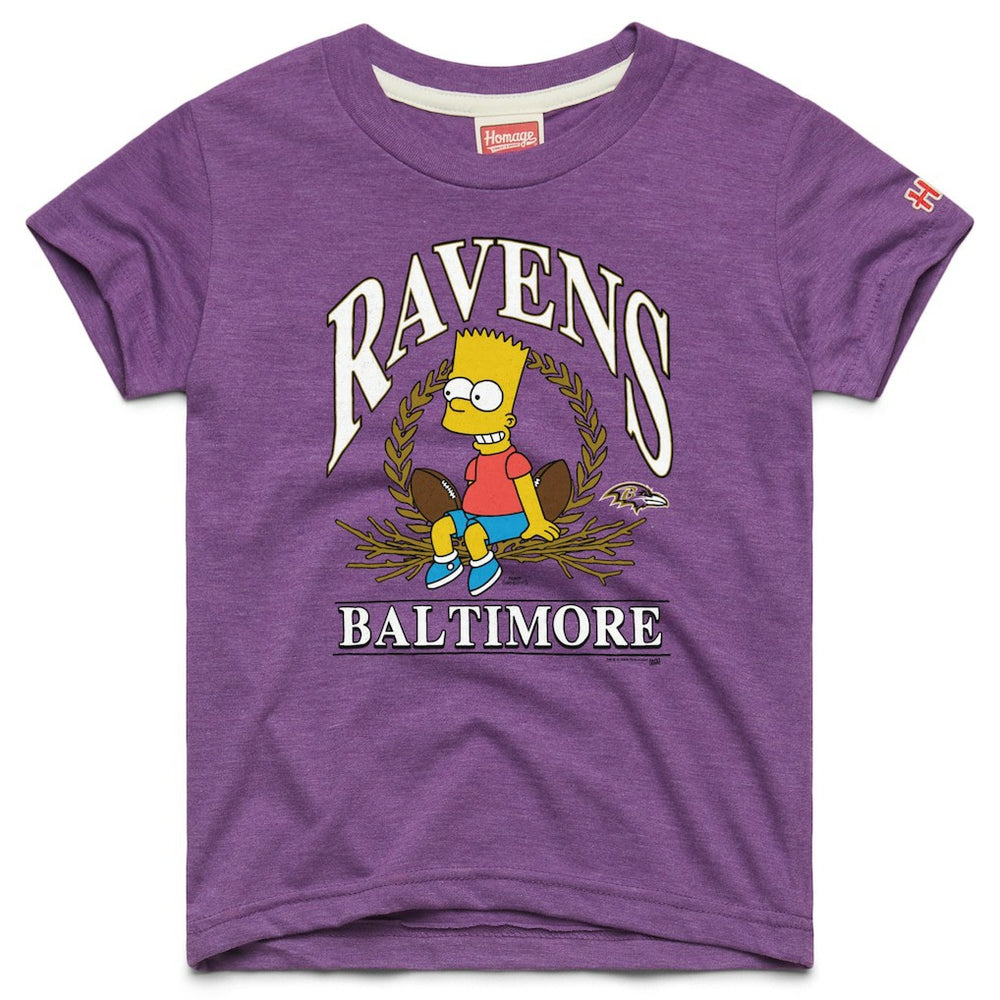 Baltimore Ravens Homage x The Simpsons Youth Tri-Blend T-Shirt - Purple - NFL