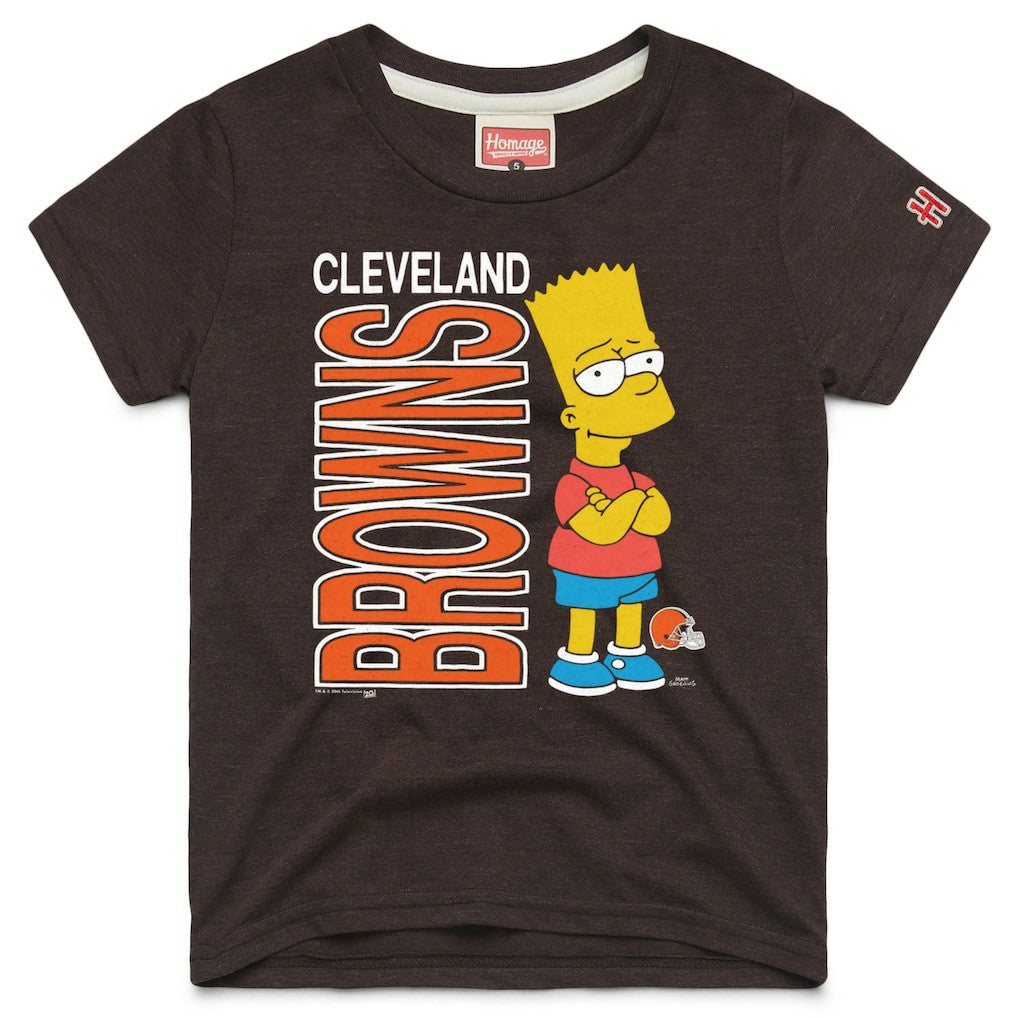 Cleveland Browns Homage x The Simpsons Youth Tri-Blend T-Shirt - Brown - NFL