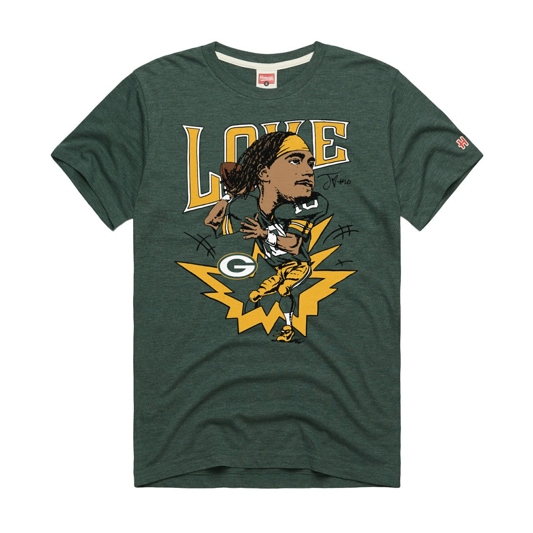 Jordan Love Green Bay Packers Homage Unisex Caricature Player Graphic Tri-Blend T-Shirt - Green - NFL