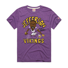 Justin Jefferson Minnesota Vikings Homage Unisex Caricature Player Graphic Tri-Blend T-Shirt - Purple - NFL