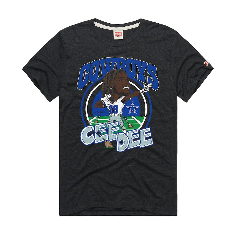 CeeDee Lamb Dallas Cowboys Homage Unisex Caricature Player Graphic Tri-Blend T-Shirt - Charcoal - NFL