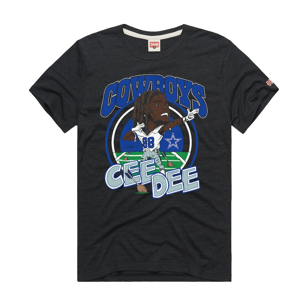 CeeDee Lamb Dallas Cowboys Homage Unisex Caricature Player Graphic Tri-Blend T-Shirt - Charcoal - NFL
