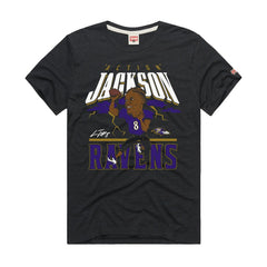 Lamar Jackson Baltimore Ravens Homage Unisex Caricature Player Graphic Tri-Blend T-Shirt - Charcoal - NFL