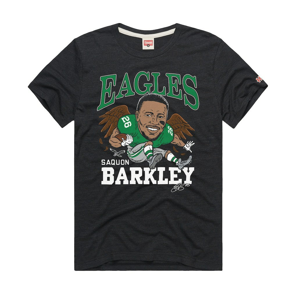 Saquon Barkley Philadelphia Eagles Homage Unisex Caricature Player Graphic Tri-Blend T-Shirt - Charcoal - NFL