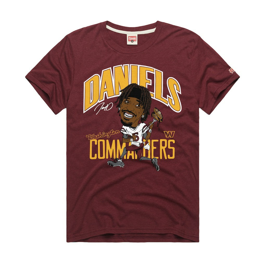 Jayden Daniels Washington Commanders Homage Unisex Caricature Player Graphic Tri-Blend T-Shirt - Burgundy - NFL