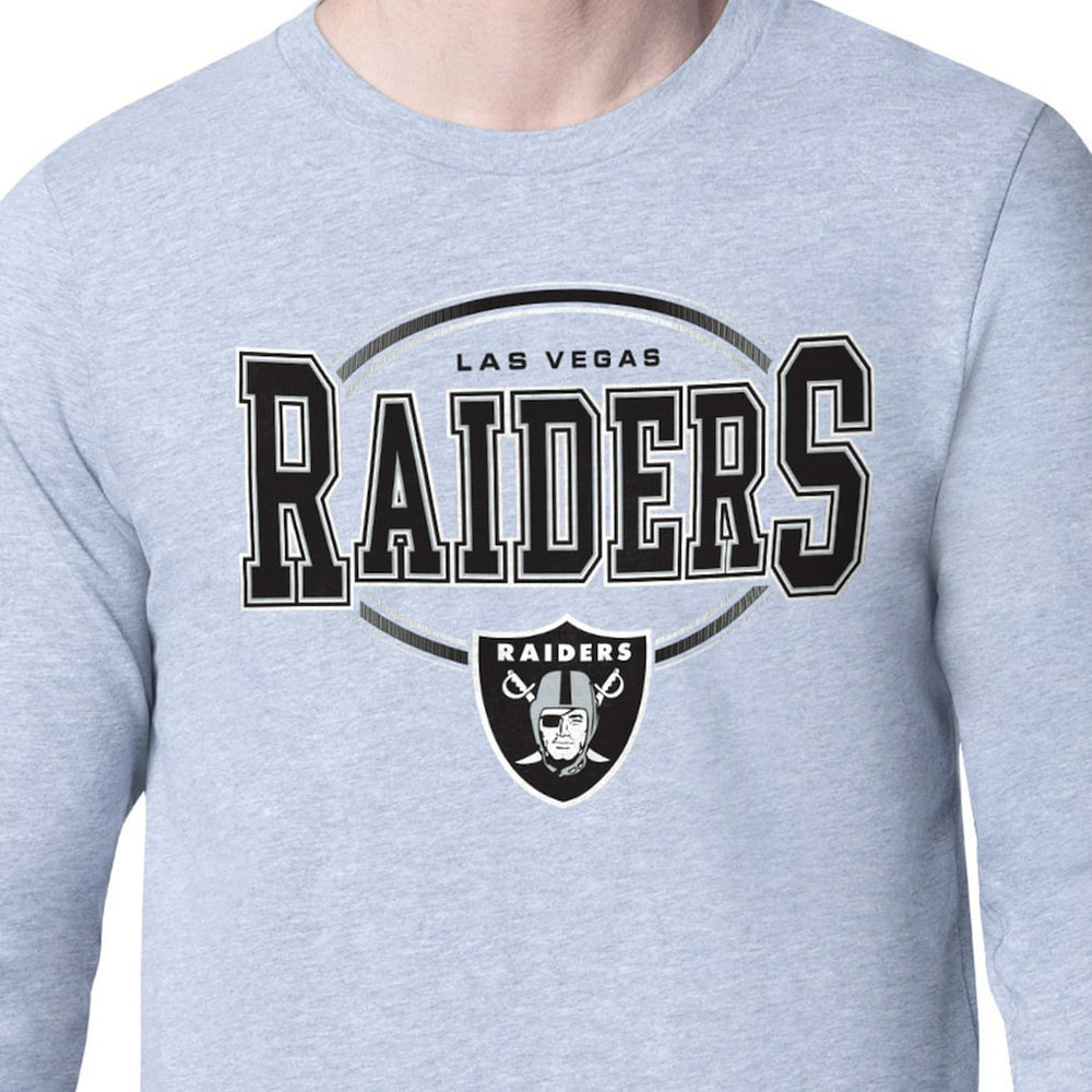 Las Vegas Raiders Starter Team Track Graphic Long Sleeve T-Shirt - Heather Gray - NFL