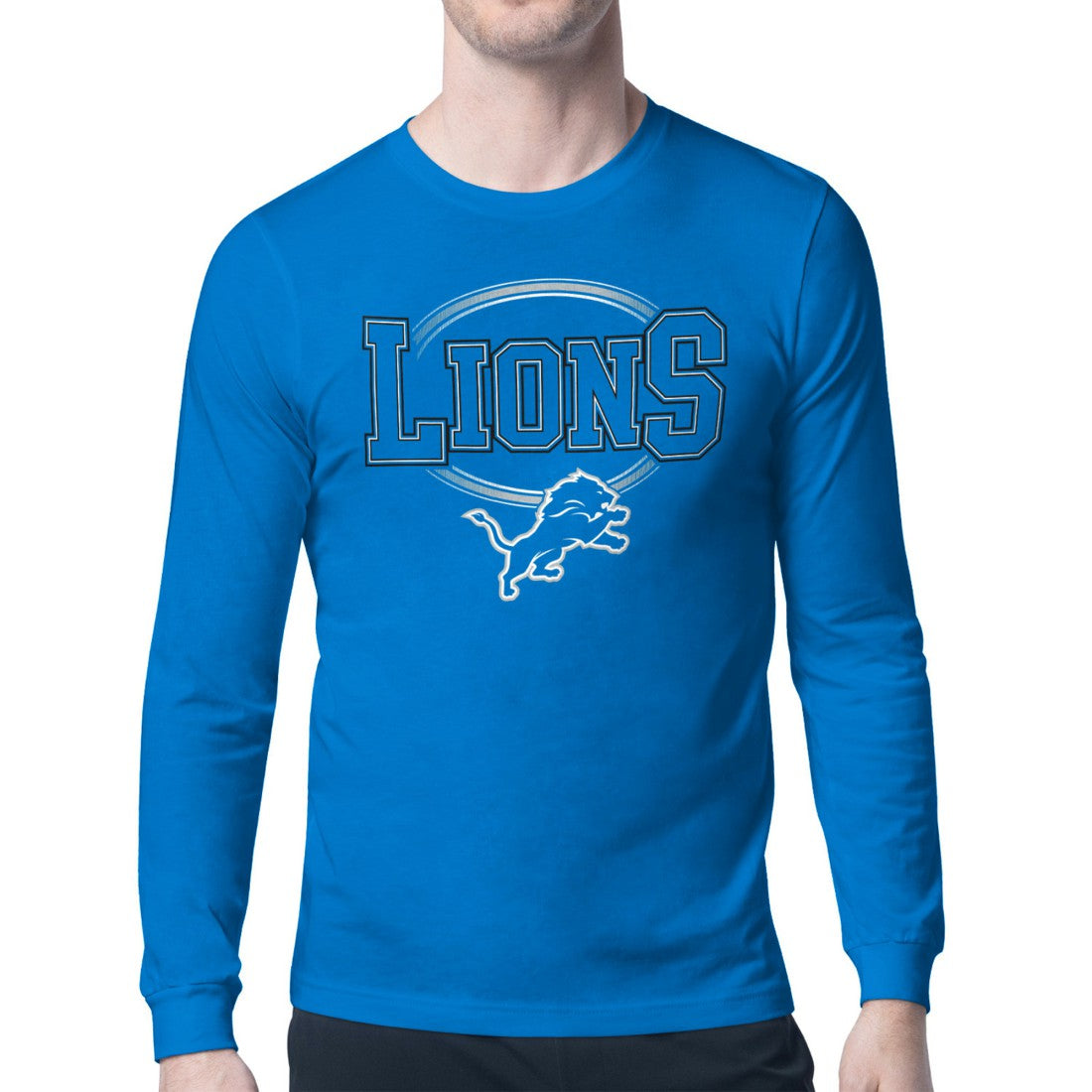 Detroit Lions Starter Team Track Graphic Long Sleeve T-Shirt - Blue - NFL
